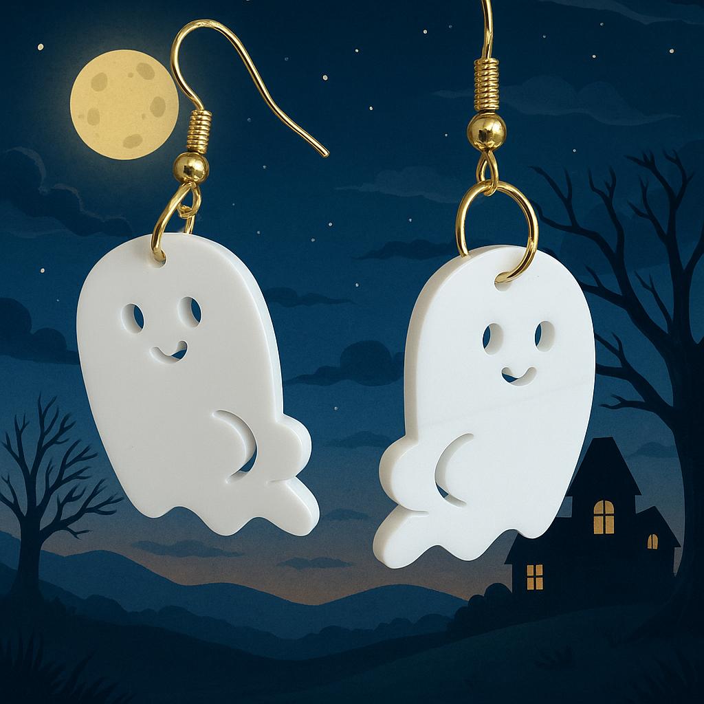 Acrylic Ghost Earrings: Lightweight Laser Cut Halloween Jewelry