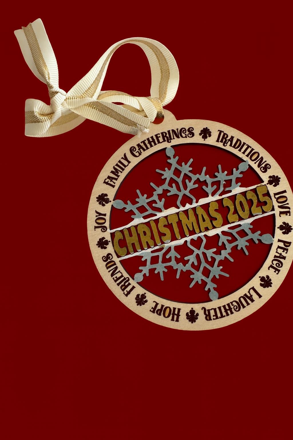 Hand painted Laser Engraved Christmas Tree Ornament