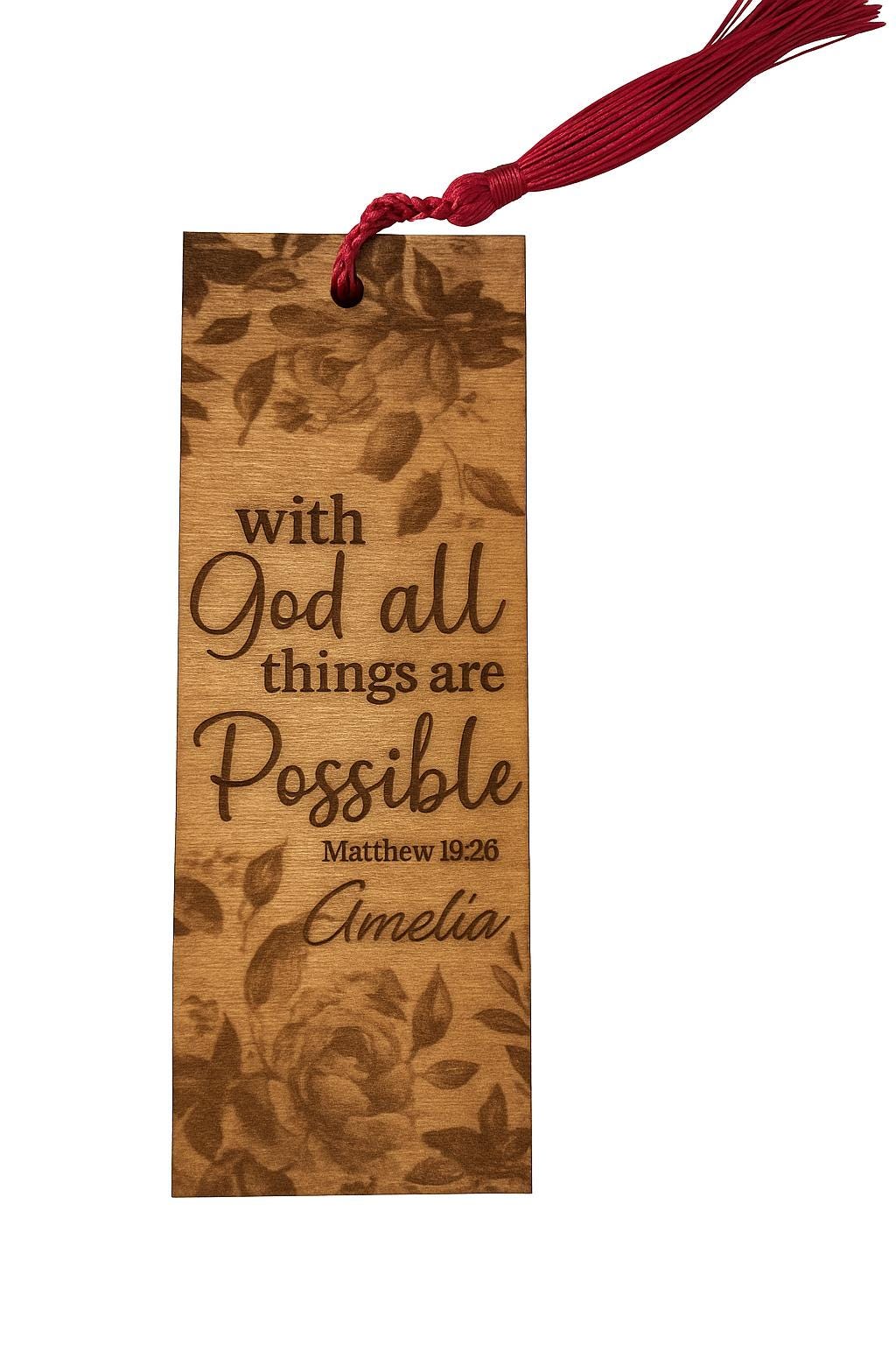 Personalized Wooden Bookmark  Laser Engraved with Tassel
